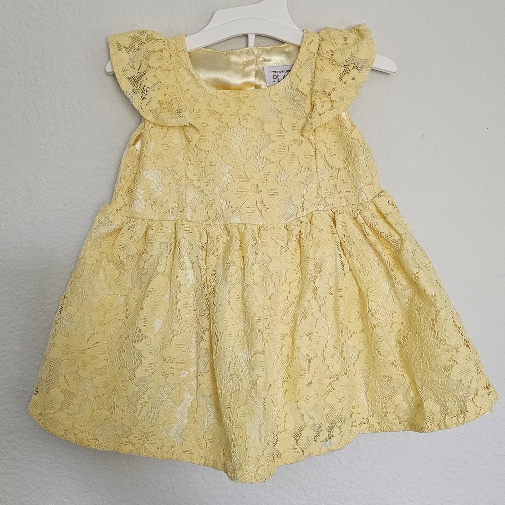5/$20 The Children's Place Yellow Lace Dress, Size 6-9M